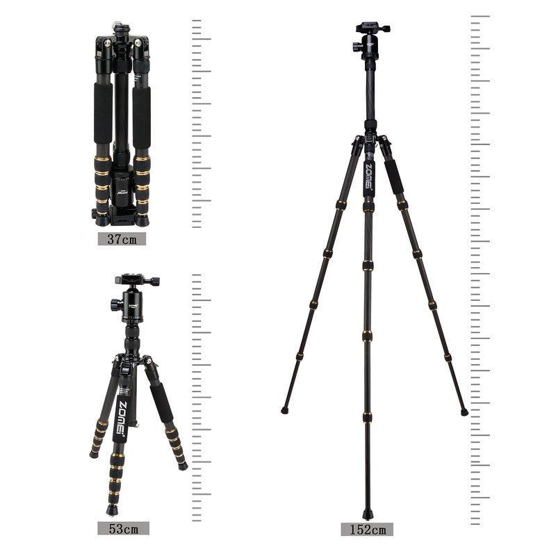ZOMEI Z669C Carbon Fiber Portable Tripod with Ball Head Compact Travel for Canon,Sony, Nikon, Samsung, Panasonic, Olympus, Kodak, Fuji, Cameras and Video Camera - Image 4